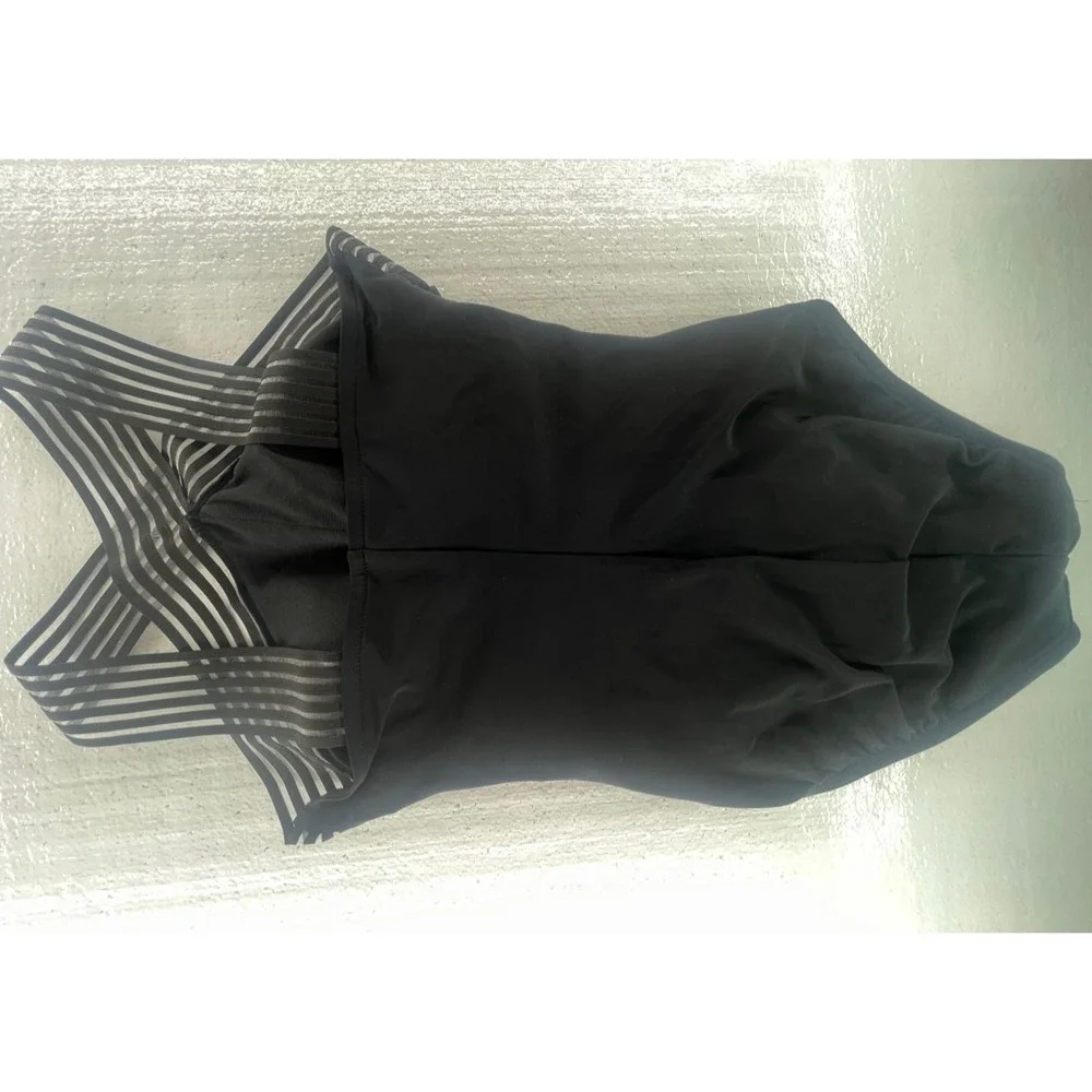 Aqua Green One Piece Swimsuit‎ Tummy Control Ruched Black Lined Size Small